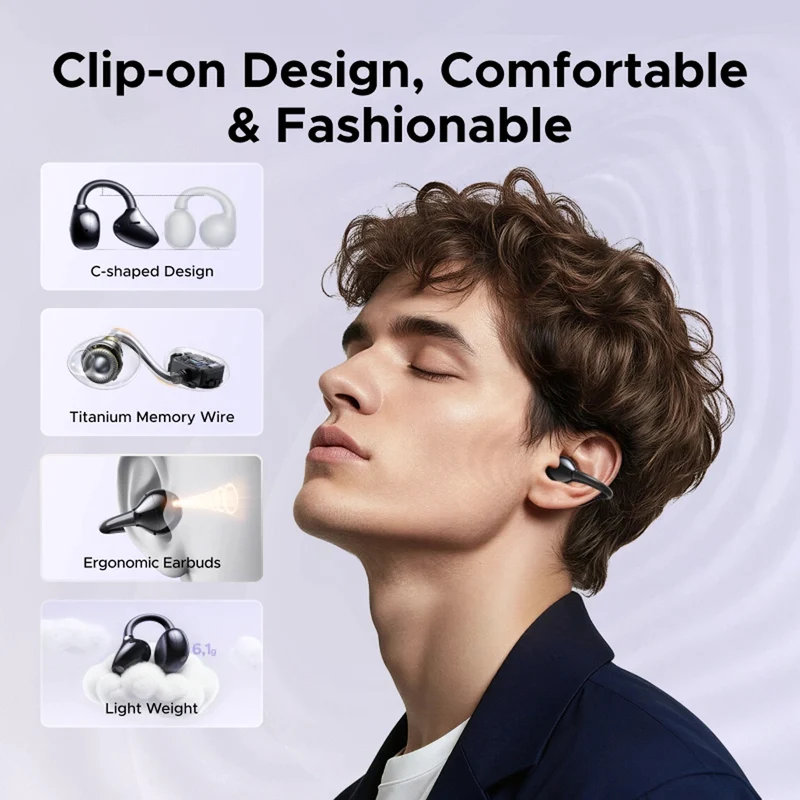 Ugreen ClipBuds Pro Hybrid Active Noise-Cancelling Earbud (Black, Silvery White, White) (WS218/85185, WS218/85911, WS218/65880)