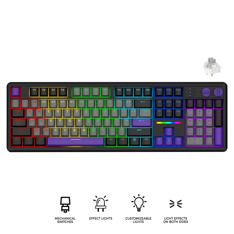 E-Yooso Z-104 Rainbow Light Wired Mechanical Keyboard Grey/Black/Purple (Silverwood Switch)