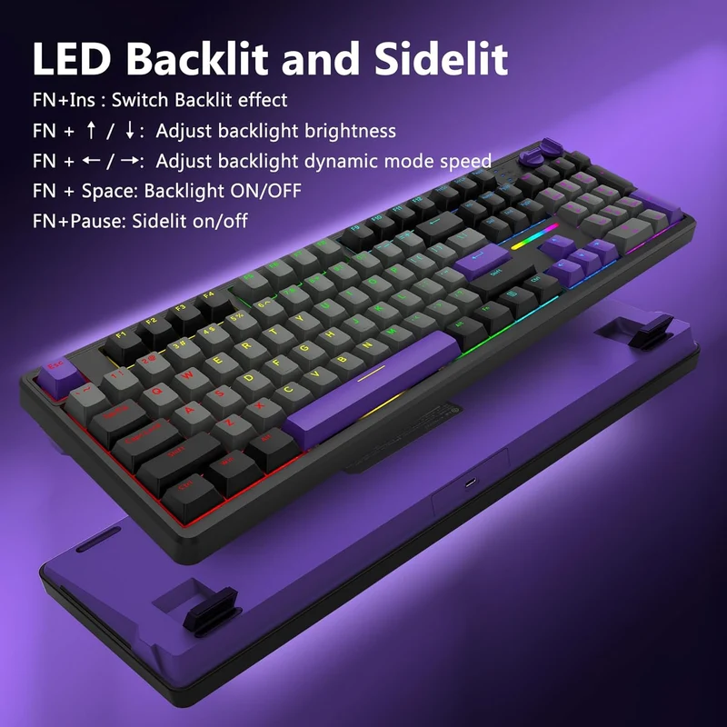 E-Yooso Z-104 Rainbow Light Wired Mechanical Keyboard Grey/Black/Purple (Silverwood Switch)