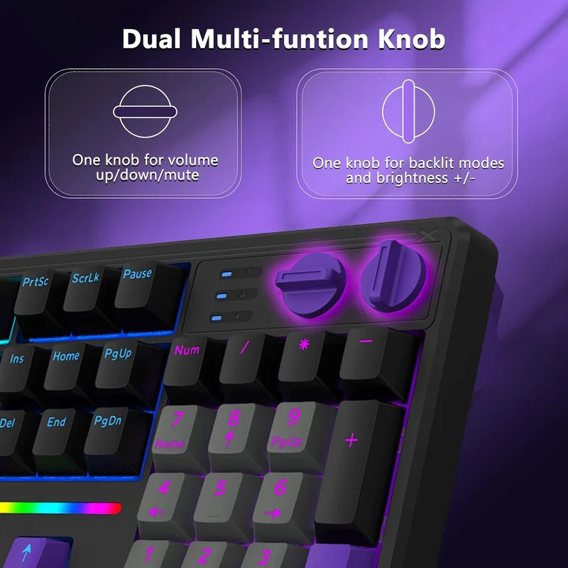 E-Yooso Z-104 Rainbow Light Wired Mechanical Keyboard Grey/Black/Purple (Silverwood Switch)