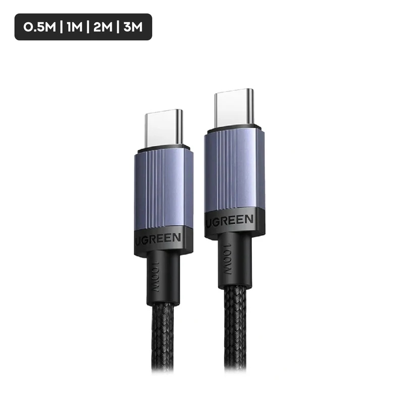 Ugreen USB-C to USB-C 5A/100W PD Fast Charging Braided Cable - (Space Gray) (0.5m, 1m, 2m, 3m)