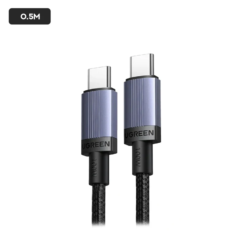 Ugreen USB-C to USB-C 5A/100W PD Fast Charging Braided Cable - (Space Gray) (0.5m, 1m, 2m, 3m)