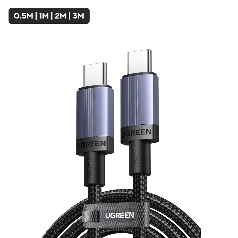 Ugreen USB-C to USB-C 5A/240W Max PD Fast Charging Braided Cable - (Space Gray) (0.5m, 1m, 2m, 3m)