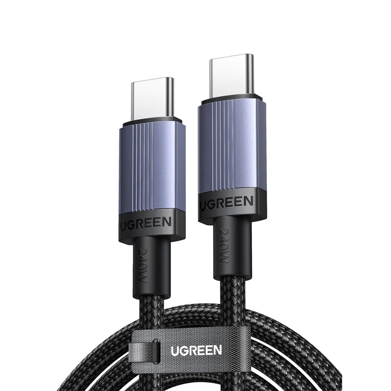 Ugreen USB-C to USB-C 5A/240W Max PD Fast Charging Braided Cable - (Space Gray) (0.5m, 1m, 2m, 3m)