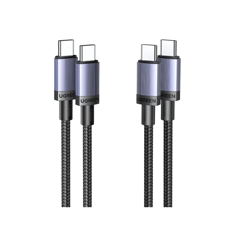 Ugreen USB-C to USB-C 5A/240W Max PD Fast Charging Braided Cable - (Space Gray) (0.5m, 1m, 2m, 3m)