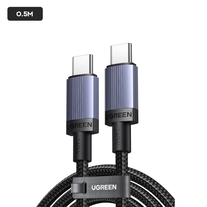 Ugreen USB-C to USB-C 5A/240W Max PD Fast Charging Braided Cable - (Space Gray) (0.5m, 1m, 2m, 3m)
