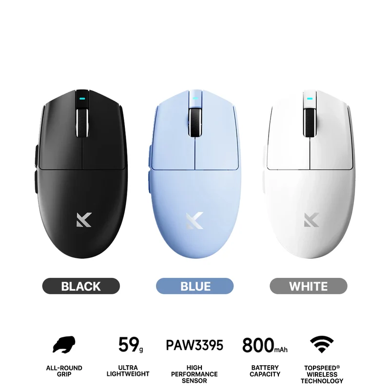 MCHOSE G3 V2 Wireless Gaming Mouse (Black, Blue, White)