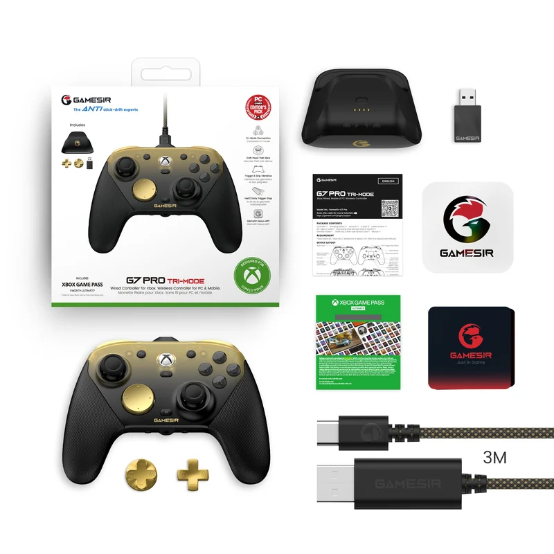 GameSir G7 Pro Tri-Mode Wired/ Wireless Gaming Controller for Xbox / Mobile / PC (Golden Ombre)