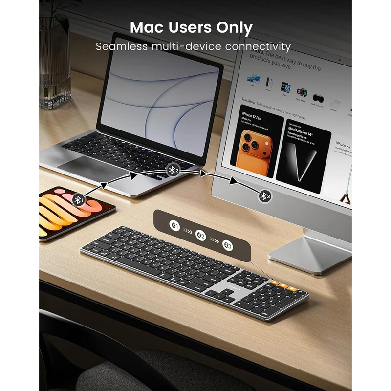 ProtoArc K110-A Full Size Backlit Aluminum Bluetooth Keyboard for Mac (Space Grey) (CP016741)