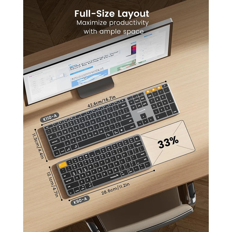 ProtoArc K110-A Full Size Backlit Aluminum Bluetooth Keyboard for Mac (Space Grey) (CP016741)