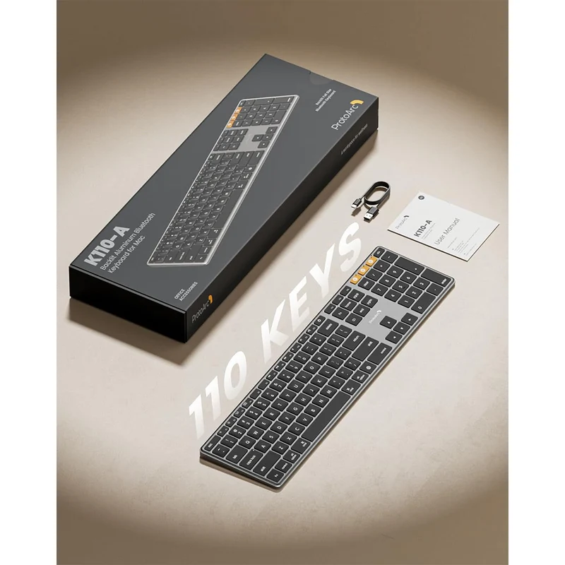 ProtoArc K110-A Full Size Backlit Aluminum Bluetooth Keyboard for Mac (Space Grey) (CP016741)