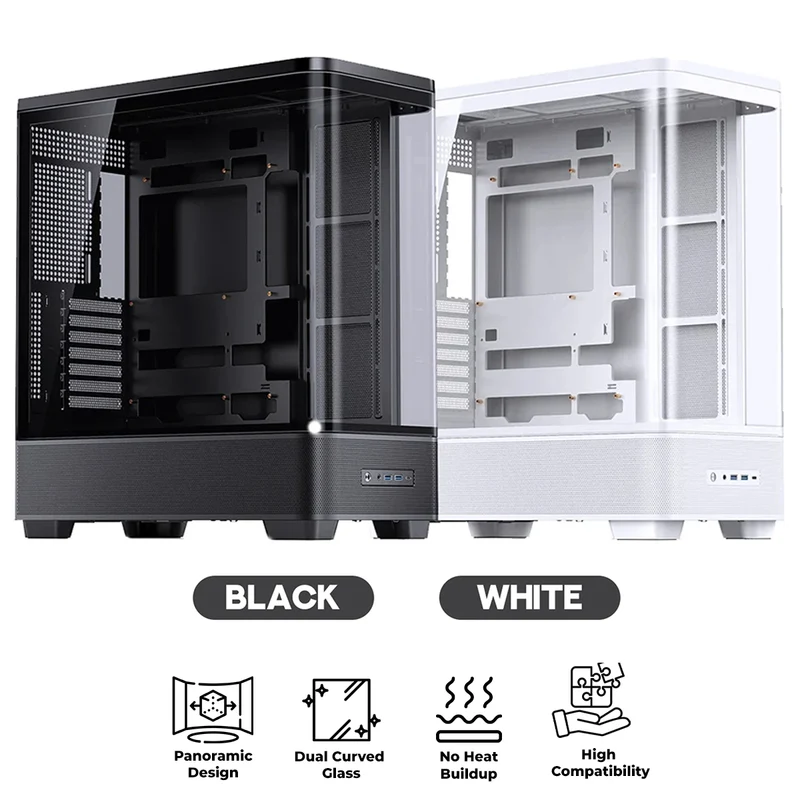Jonsbo TK-5 ATX Computer Case (Black, White)