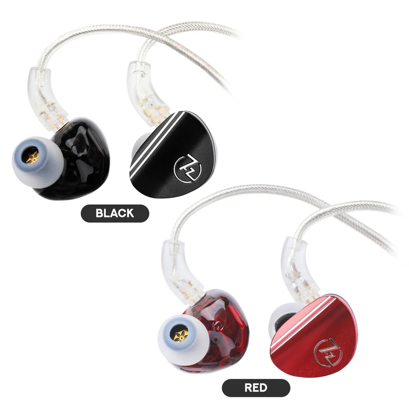 7Hz Sonus 1DD + 1BA Dual Driver with Detachable High-end Silver-Plated Ohno Continuous Casting Cable and Aluminum Back Cavity High-Fidelity In-Ear Monitor (3.5mm) (Black, Red)