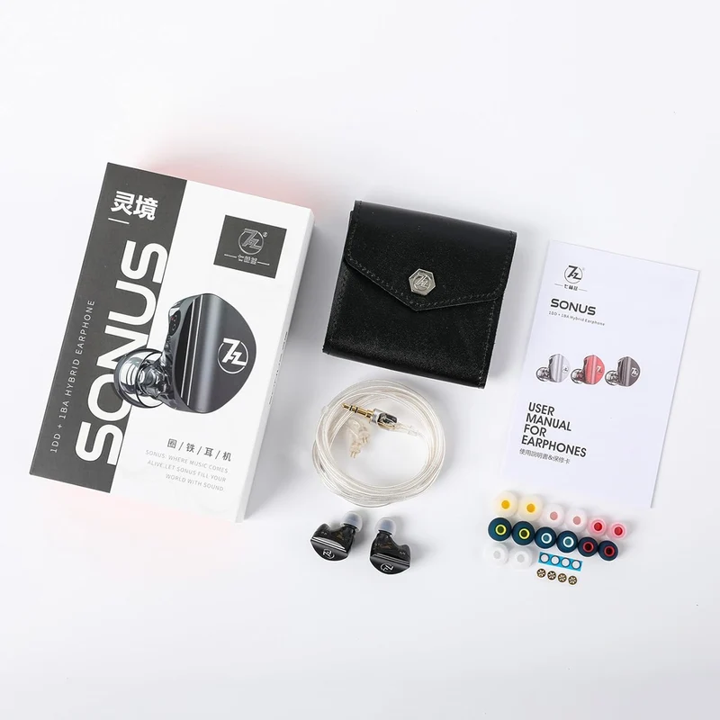 7Hz Sonus 1DD + 1BA Dual Driver with Detachable High-end Silver-Plated Ohno Continuous Casting Cable and Aluminum Back Cavity High-Fidelity In-Ear Monitor (3.5mm) (Black, Red)