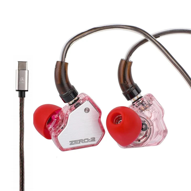 7Hz x Crinacle Zero:2 Updated 10mm Dynamic Driver with Oxygen-Free Copper In-Ear Monitor (Silver, Blue, Orange, Pink) (3.5mm, Type-C)