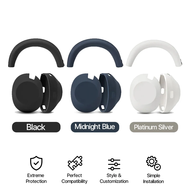 Wicked Cushions Sony XM6 Protective Shell Cover - WC ShellZ XM6 (Black, Midnight Blue, Platinum Silver) (ShellZ-XM6-B, ShellZ-XM6-BI, ShellZ-XM6-S)