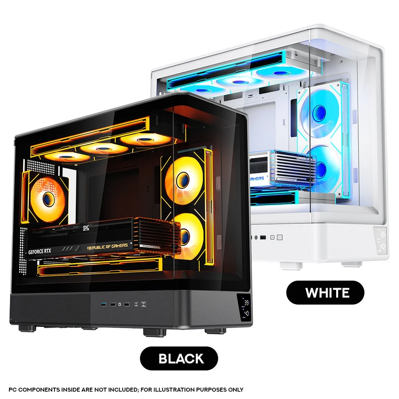 Coolman Astral M-ATX PC Case with Digital Screen Display (Black, White)