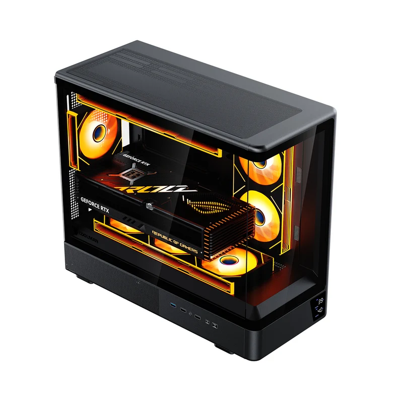 Coolman Astral M-ATX PC Case with Digital Screen Display (Black, White)
