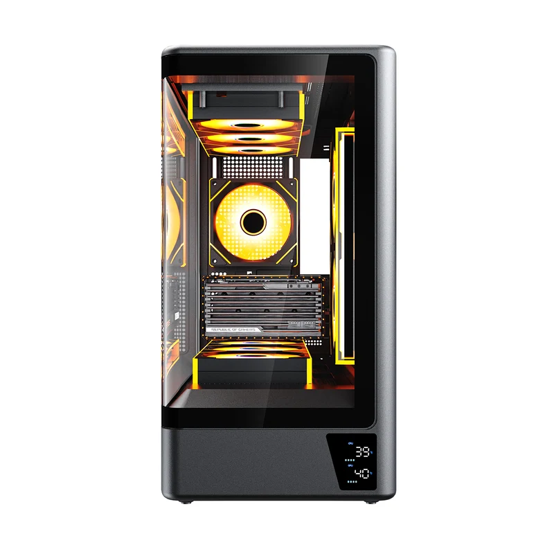 Coolman Astral M-ATX PC Case with Digital Screen Display (Black, White)