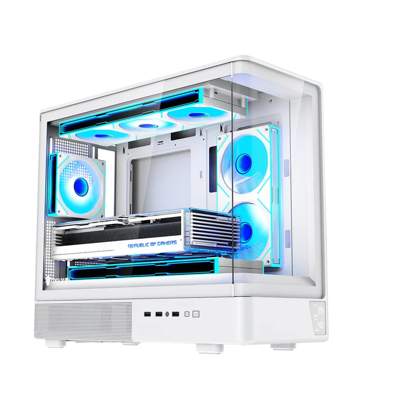 Coolman Astral M-ATX PC Case with Digital Screen Display (Black, White)
