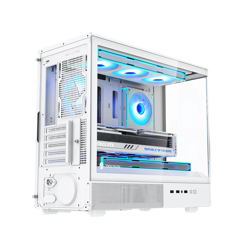 Coolman Astral M-ATX PC Case with Digital Screen Display (Black, White)
