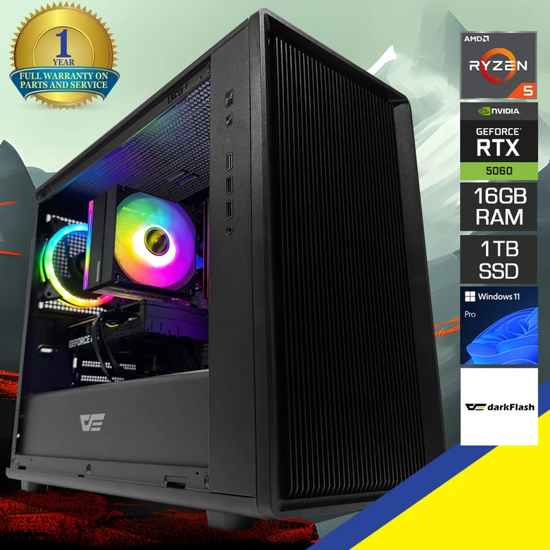 Sigma DB460M Black Desktop Gaming PC | AMD Ryzen 5 8400F | 16GB (2x8GB) RAM | 1TB SSD | RTX 5060 | Windows 11 Pro