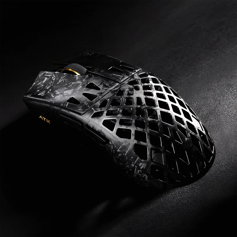 ATK Blazing Sky Ghost Ultimate Series Carbon Fiber Skeleton Gaming Mouse (Black, Silvery)