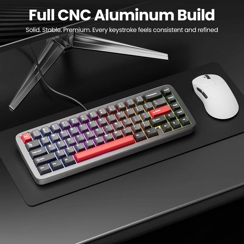 Royal Kludge RK Ultra65 Single-Mode RGB 67 Keys Hot-Swappable Mechanical Keyboard Patina Grey (Cream Switch)