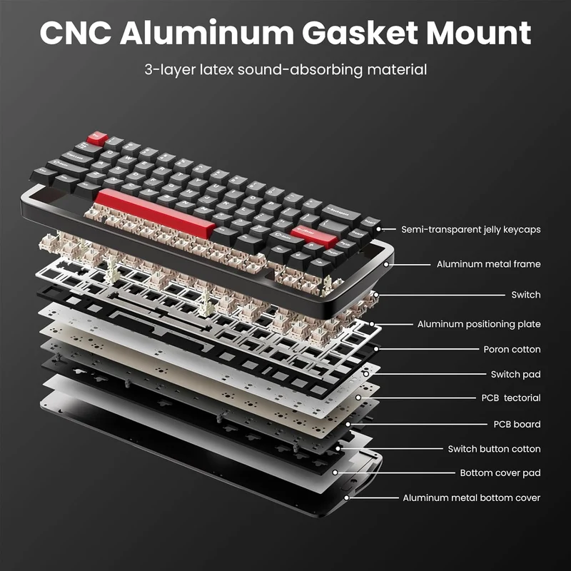 Royal Kludge RK Ultra65 Single-Mode RGB 67 Keys Hot-Swappable Mechanical Keyboard Patina Grey (Cream Switch)