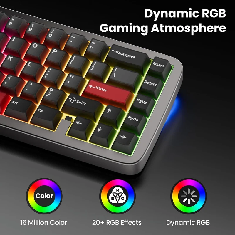 Royal Kludge RK Ultra65 Single-Mode RGB 67 Keys Hot-Swappable Mechanical Keyboard Patina Grey (Cream Switch)