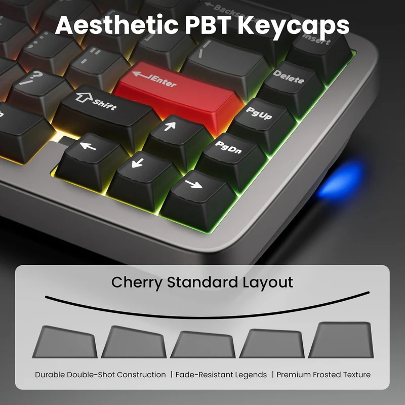 Royal Kludge RK Ultra65 Single-Mode RGB 67 Keys Hot-Swappable Mechanical Keyboard Patina Grey (Cream Switch)