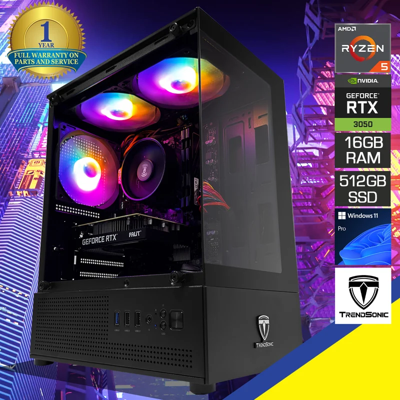 Alpha Juro Black Pro Desktop Gaming PC | AMD Ryzen 5 5500 | 16GB (2x8GB) RAM | 512GB SSD | RTX 3050 | Windows 11 Pro