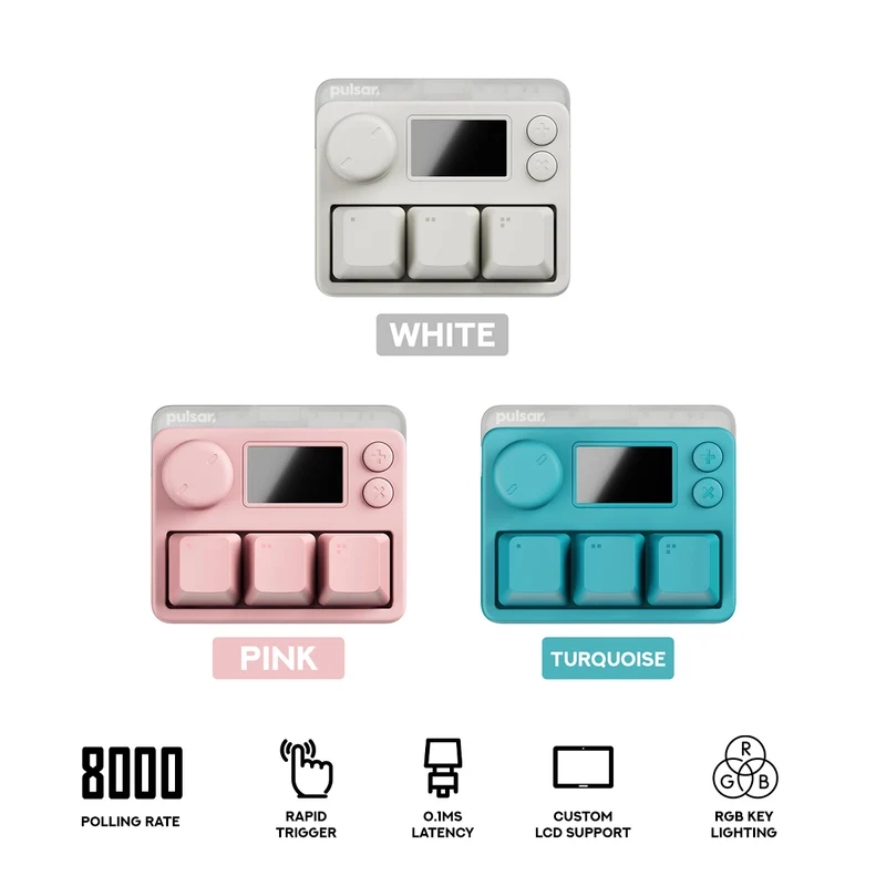 Pulsar XPad Mini 8K Polling Rate Wired Keyboard (White, Pink, Turquoise) (PLXPM101, PLXPM102, PLXPM103)