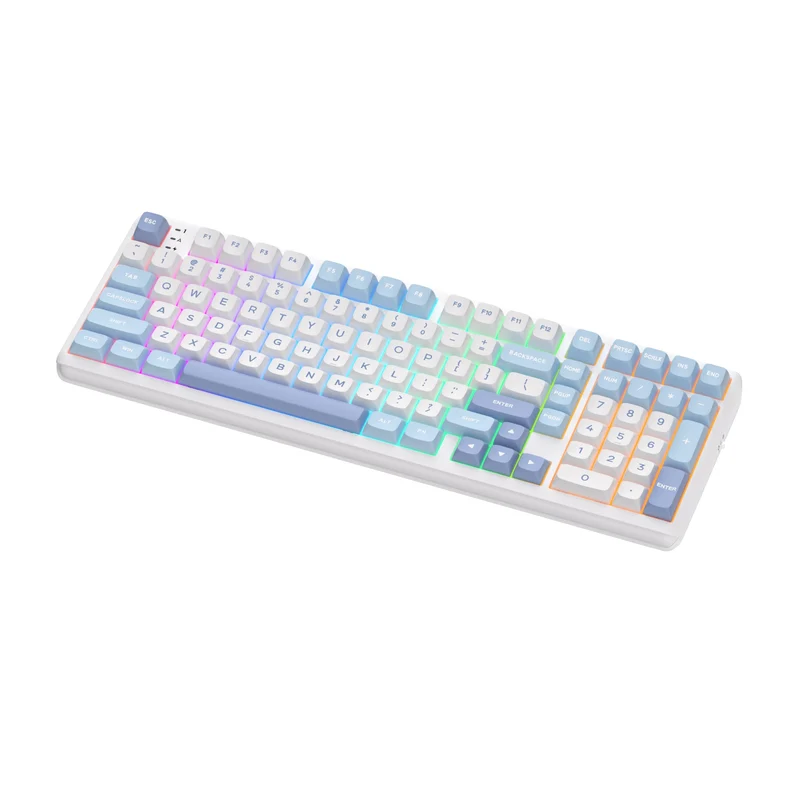 Royal Kludge RK R99 Tri-Mode RGB 101 Keys Hot-Swappable Mechanical Keyboard Rhythm Blue (Beige Switch, Cream Switch)