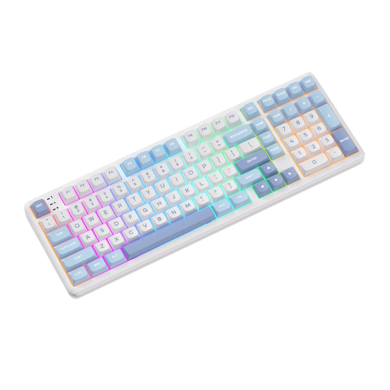 Royal Kludge RK R99 Tri-Mode RGB 101 Keys Hot-Swappable Mechanical Keyboard Rhythm Blue (Beige Switch, Cream Switch)