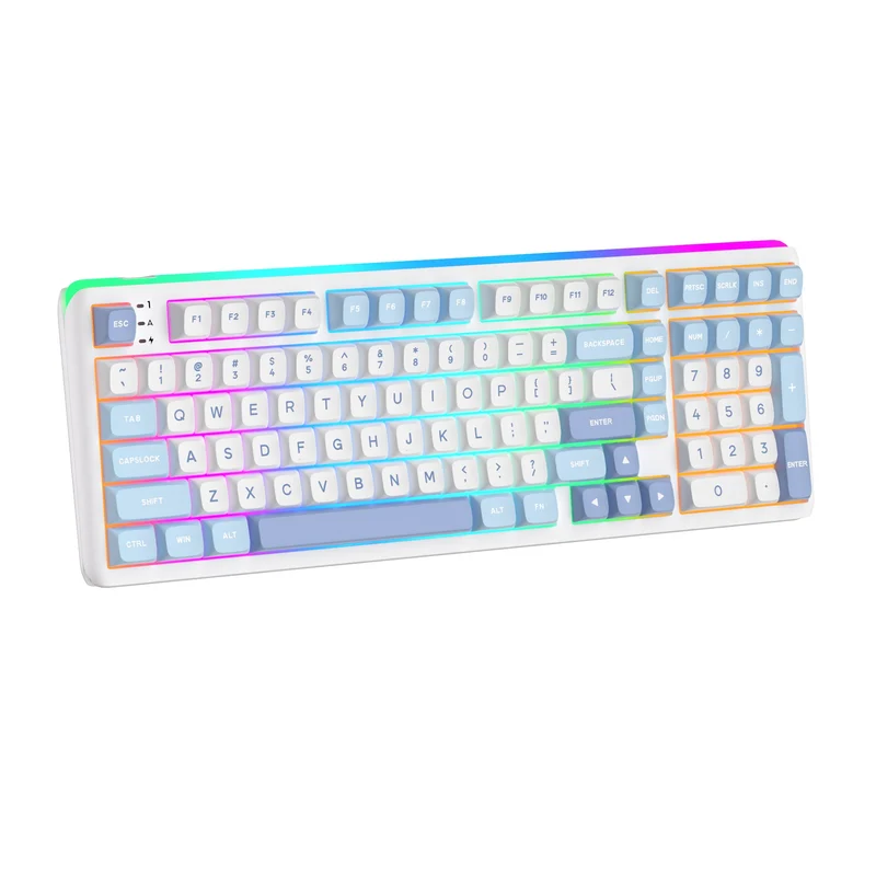 Royal Kludge RK R99 Tri-Mode RGB 101 Keys Hot-Swappable Mechanical Keyboard Rhythm Blue (Beige Switch, Cream Switch)