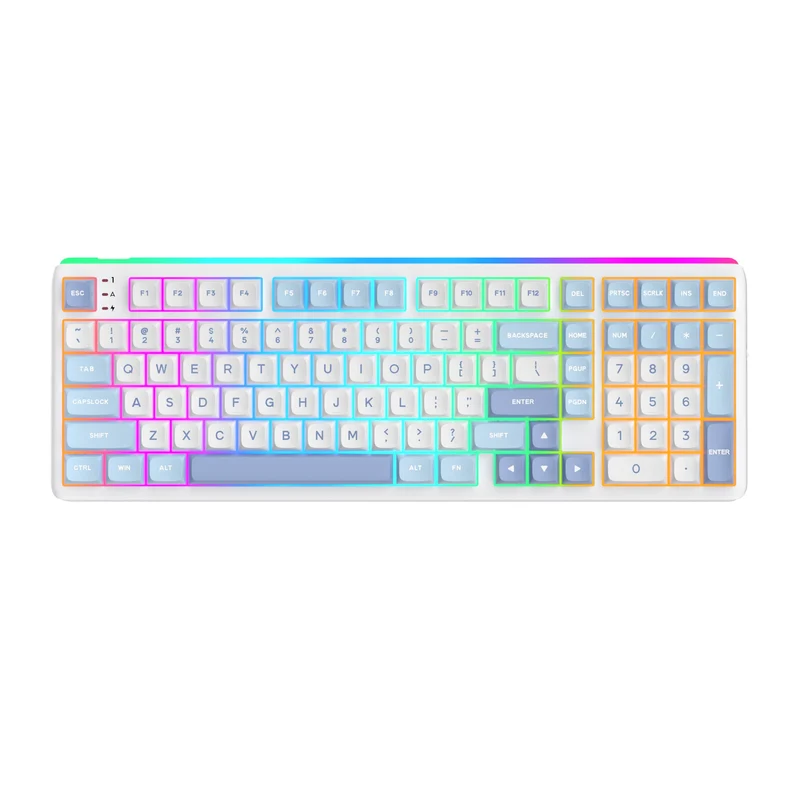 Royal Kludge RK R99 Tri-Mode RGB 101 Keys Hot-Swappable Mechanical Keyboard Rhythm Blue (Beige Switch, Cream Switch)