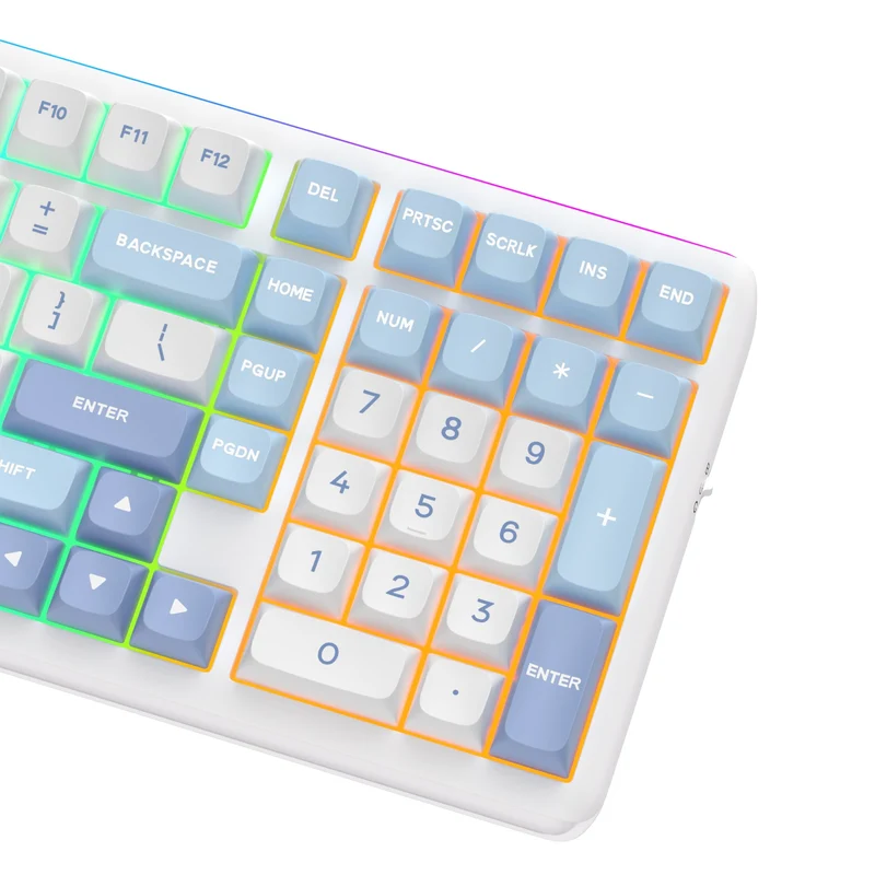 Royal Kludge RK R99 Tri-Mode RGB 101 Keys Hot-Swappable Mechanical Keyboard Rhythm Blue (Beige Switch, Cream Switch)