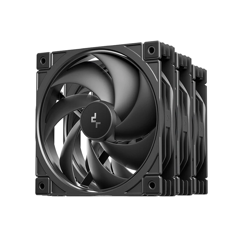 DeepCool FD12 V2 3-in-1 120mm Performance Integral Blade Silent Ring Non-LED Cooling Fans (Black) (R-FD12V2-BKNPN3-G)