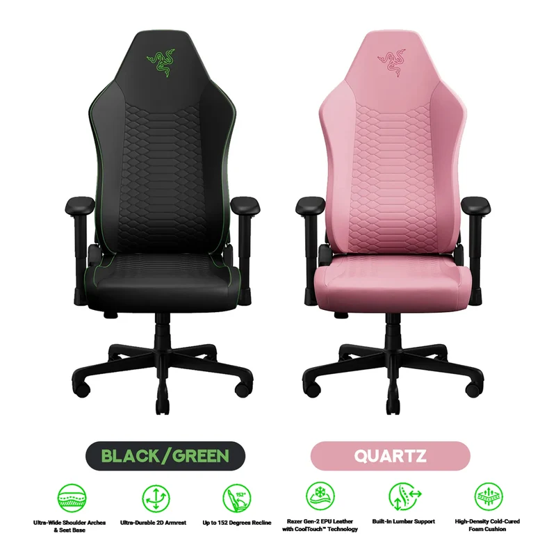 Razer Iskur V2 X NewGen Ergonomic Gaming Chair with Breathable Comfort (Black/Green, Quartz)