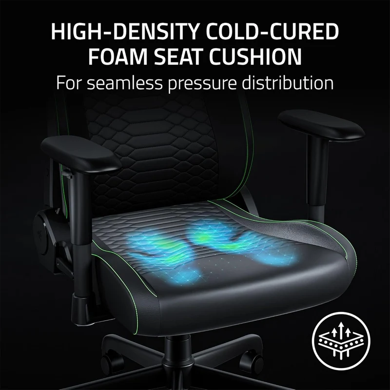 Razer Iskur V2 X NewGen Ergonomic Gaming Chair with Breathable Comfort (Black/Green, Quartz)