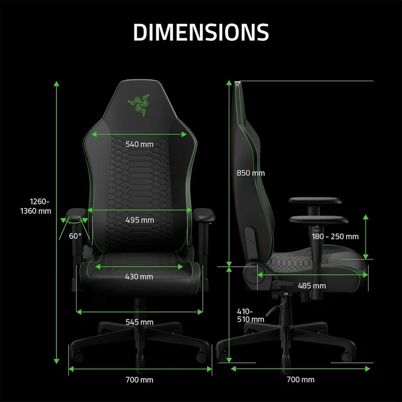 Razer Iskur V2 X NewGen Ergonomic Gaming Chair with Breathable Comfort (Black/Green, Quartz)