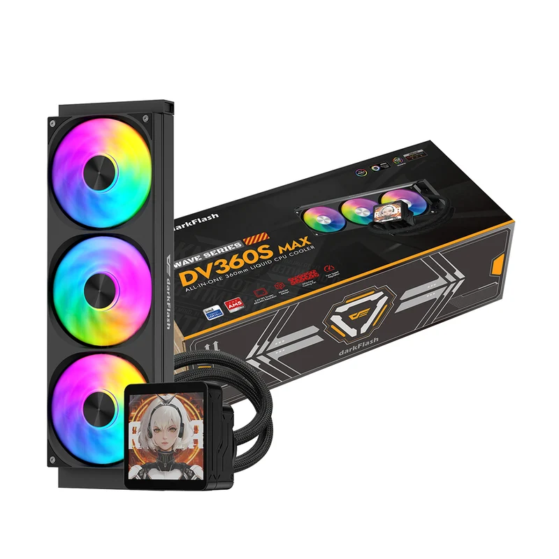 DarkFlash Max Wave DV360S ARGB AIO 360mm Liquid CPU Cooler (Black, White)