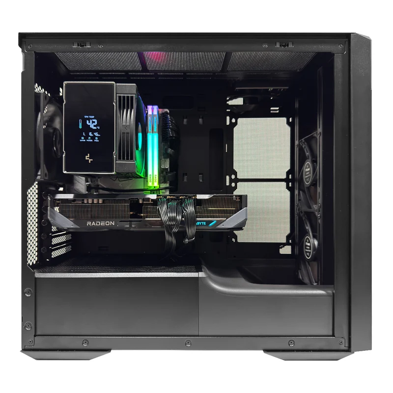 Ultra Alloy MATX Black/Gold Desktop Gaming PC | AMD Ryzen 7 9800X3D | 32GB(2x16GB) RAM | 2TB SSD | RX 9070 XT | Windows 11 Pro