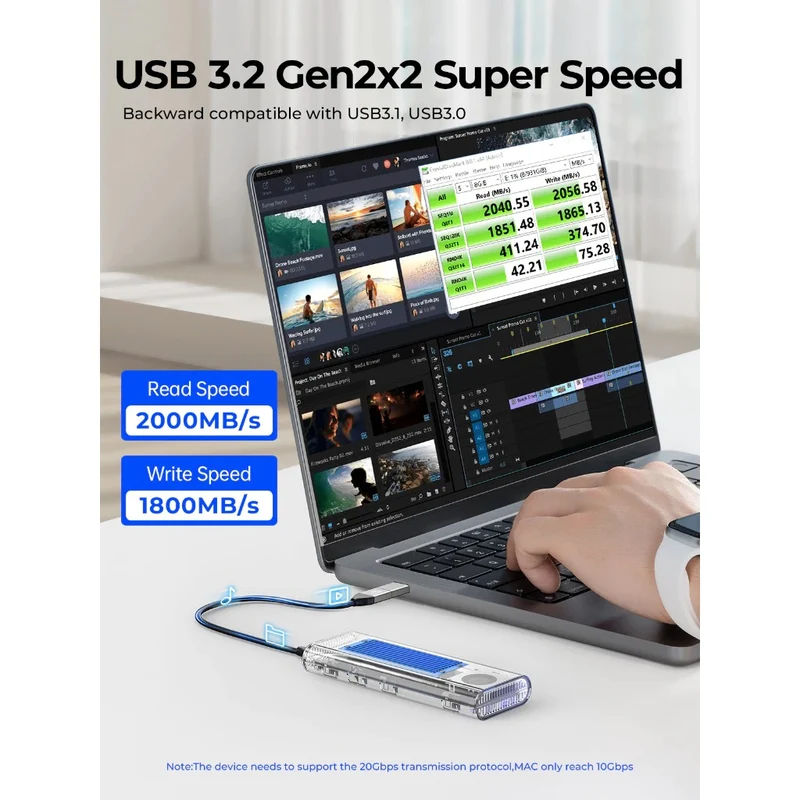 Orico M.2 NVMe SSD Enclosure - 20Gbps Type-C (Silver, Blue, Black)
