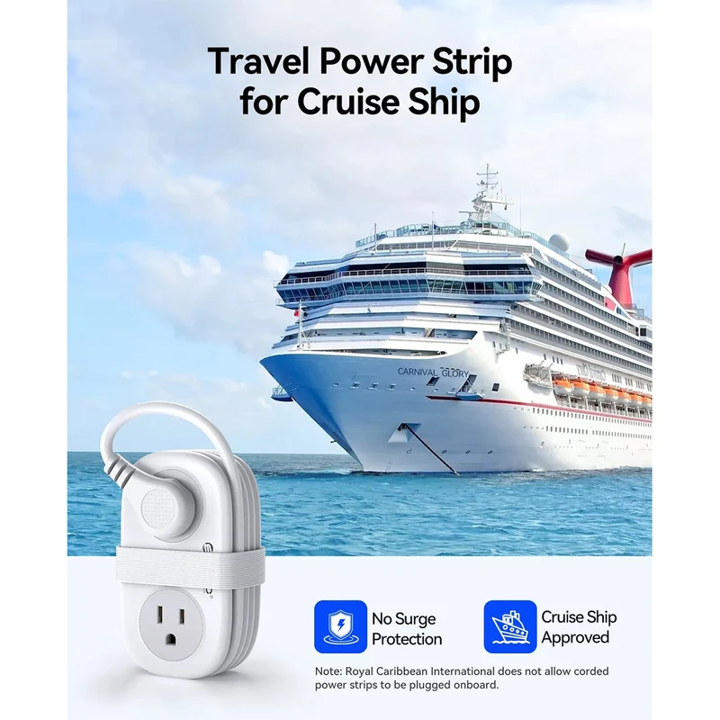 Orico AP3 7-Port 15.5W Travel Power Strip (Black, White)
