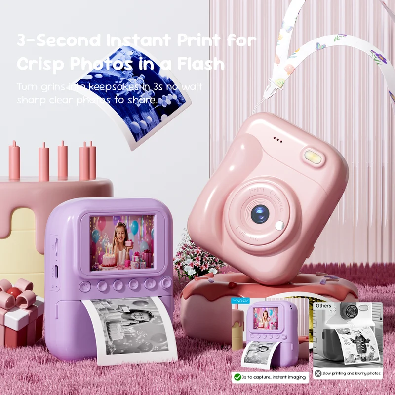 Vyvylabs Q11 Mini Print Camera (Pink, Purple) (VKQ11-PK, VKQ11-PL)
