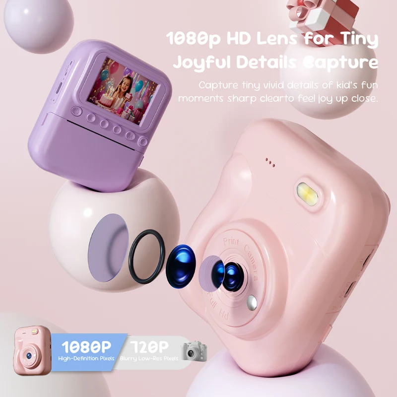 Vyvylabs Q11 Mini Print Camera (Pink, Purple) (VKQ11-PK, VKQ11-PL)
