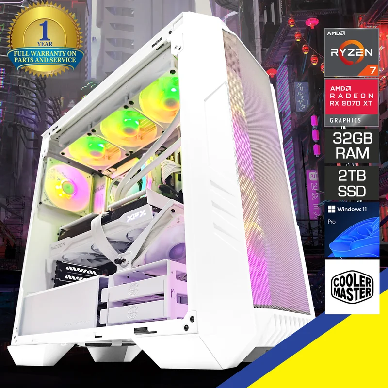 Ultra Homecoming White Desktop Gaming PC | AMD Ryzen 7 9800X3D | 32GB RAM | 2TB SSD | RX 9070 XT | Windows 11 Pro