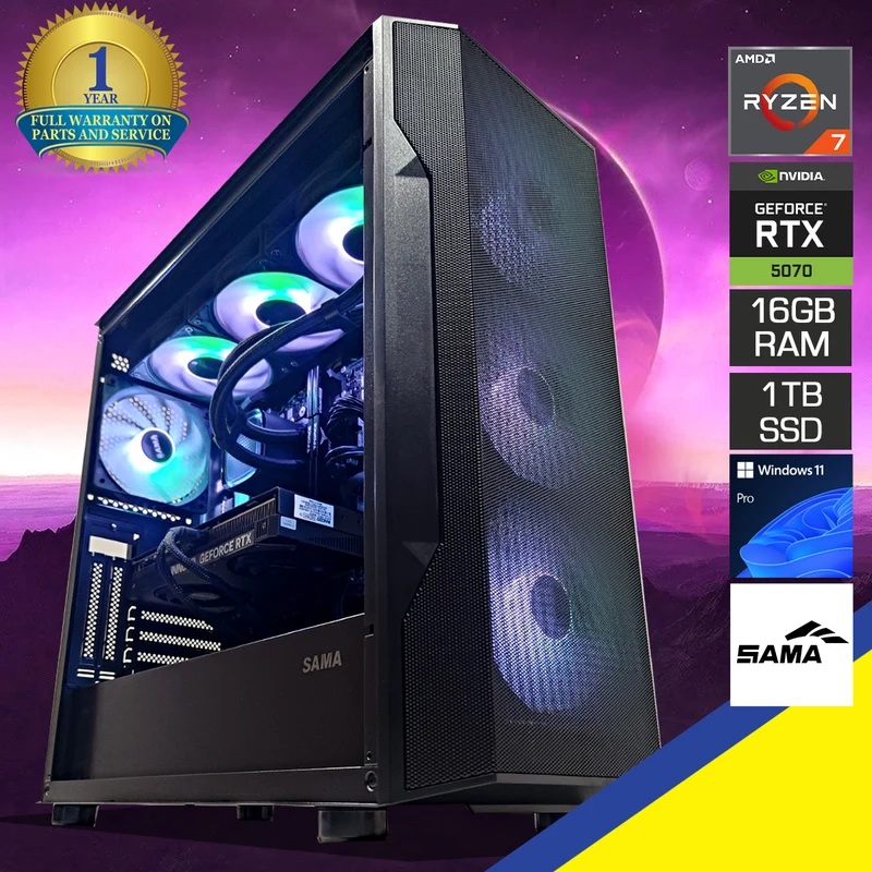 Sophos S40 Black Desktop Gaming PC | AMD Ryzen 7 9700X | 16GB RAM | 1TB SSD | RTX 5070 | Windows 11 Pro